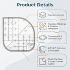 Acrylic Curved Corner Cutter Ruler, Quilting Guides Fabric Craft Ruler - Image 5