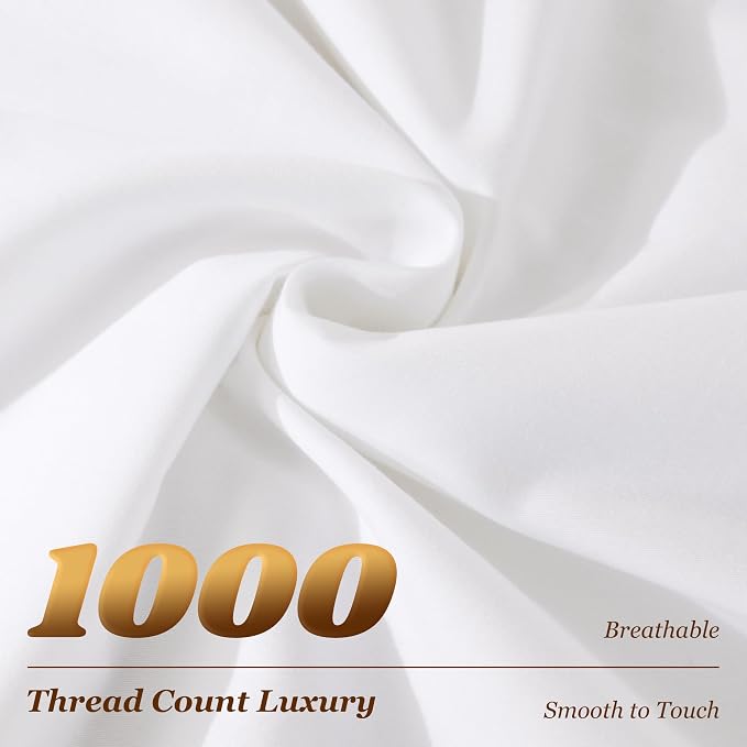 LBRO2M 100% Cotton Sheets Set Deep Pocket 19", 1000 Thread Count Queen Size 4 - Image 4