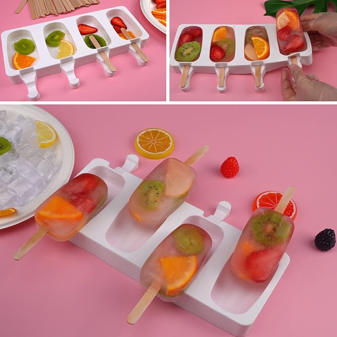Sakolla 2 Pack 4 Cavity Mini Popsicle Silicone Molds - Image 3