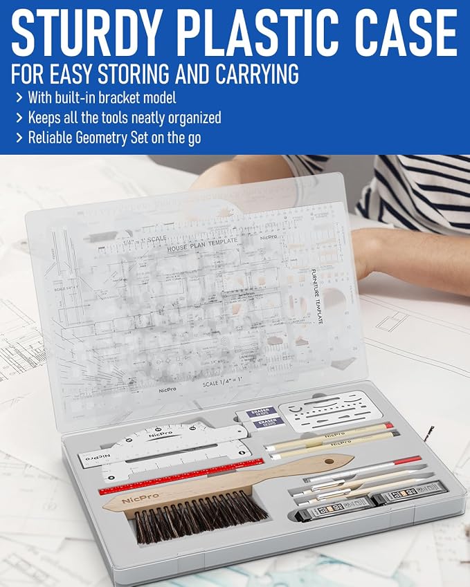 Nicpro 21PCS Professional Drafting Tools & Geometry Set - Image 8