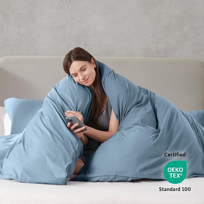 Nestl Stone Blue California King Duvet Cover Sets - Image 3