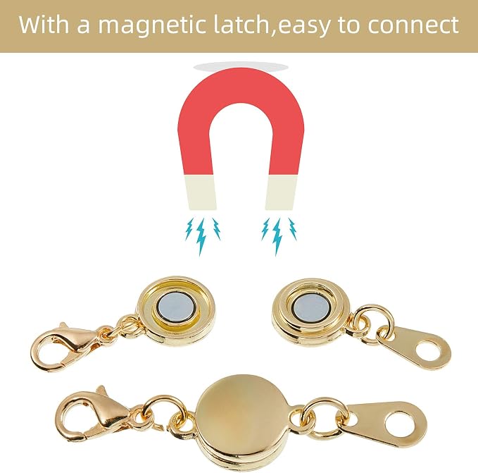 Hicarer 12 Pieces Locking Magnetic Jewelry Clasp Round Necklace Clasp Closures - Image 3