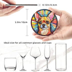 Drink Coaster Set of 6, Chihuahua Dog Mom Lover Gift, Leather Drink Coasters - Image 3