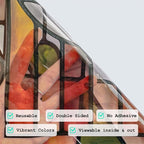 Faux Stained Glass Effect Window Film, Original Double-Sided Hand-Drawn Static - Image 6