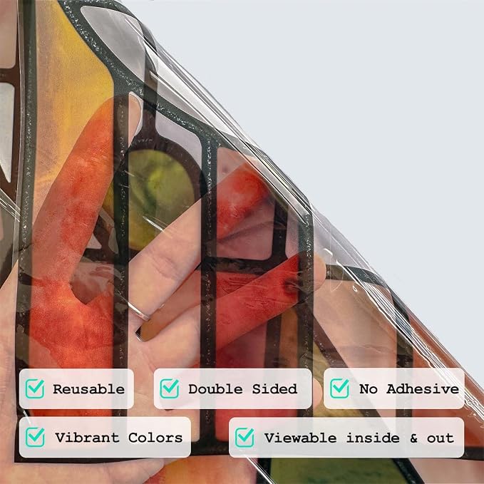 Faux Stained Glass Effect Window Film, Original Double-Sided Hand-Drawn Static - Image 6