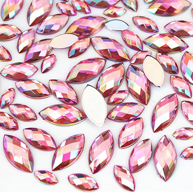 1000Pcs Crystal AB Horse Eye Rhinestones Glitter Gems Flatback Acrylic by UYTRDVG