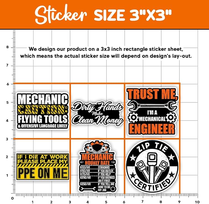 MAIANEY Mechanic Sticker Pack for Toolbox Garage Laptop – Funny Mechanic Decals - Image 4
