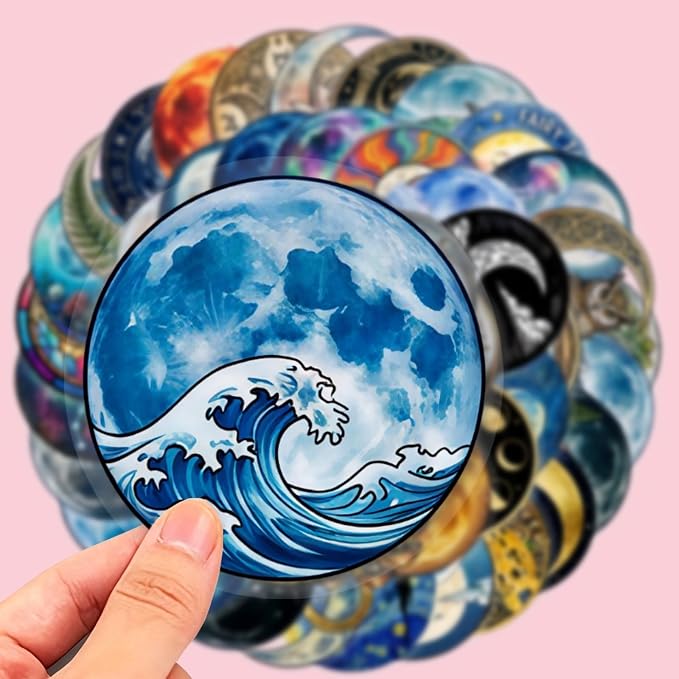 50PCS Transparent Moon & Space Stickers, Waterproof PET Celestial Decals - Image 3