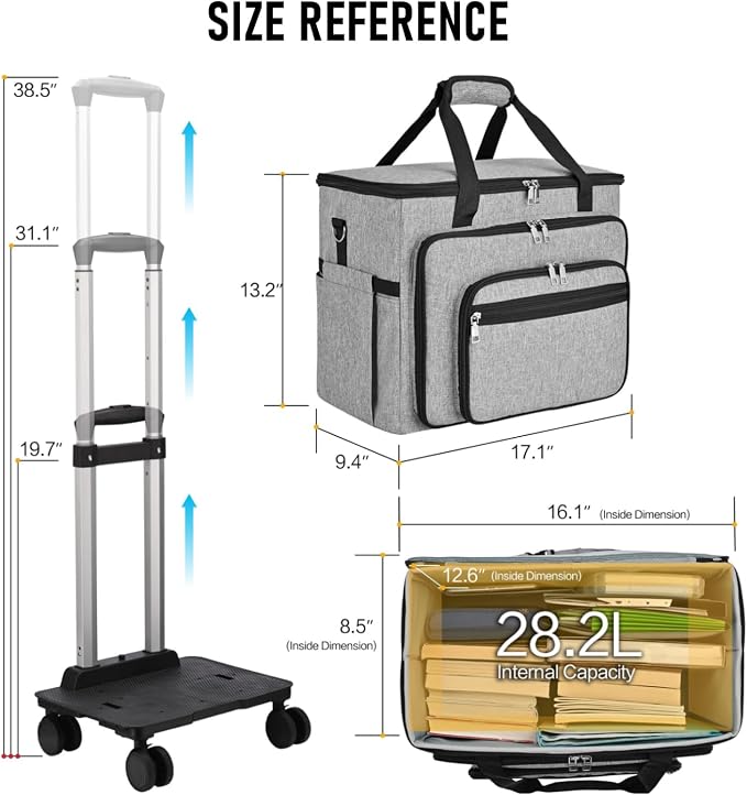 Rolling Teacher Bag With Wheels, Tote Organizer With Detachable Trolley - Image 2
