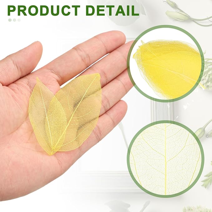 uxcell 100 Pcs Yellow Skeleton Leaves - Image 3