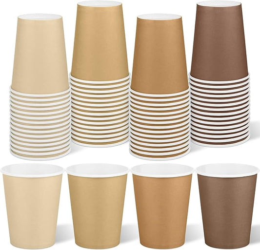 URATOT 60 Pieces 9 Ounce Brown Paper Cups Gradient Color Disposable Coffee Cups Party Cups Beverage Drinking Cups for Party, DIY and Holiday Party Supplies