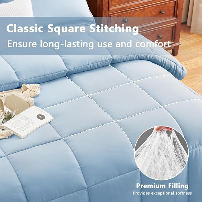 CozyLux Twin/Twin XL Comforter Set Baby Blue - Image 2