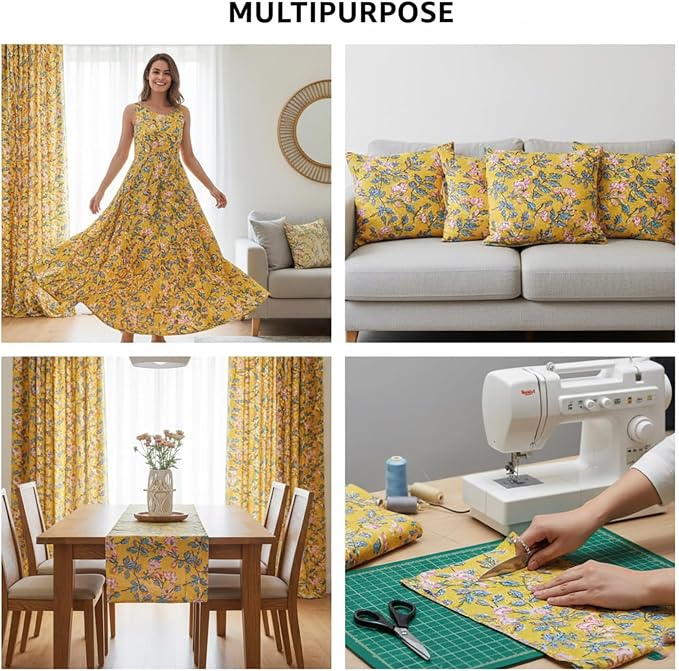 E-Tailor® Hand-Block Printed Pre-Cut Cotton Fabric Ideal - Image 5