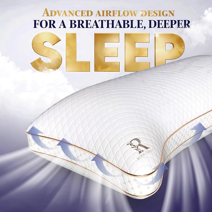 Royal Therapy Queen 4-Pack Memory Foam Pillow, Adjustable Shredded Odor-Free - Image 4