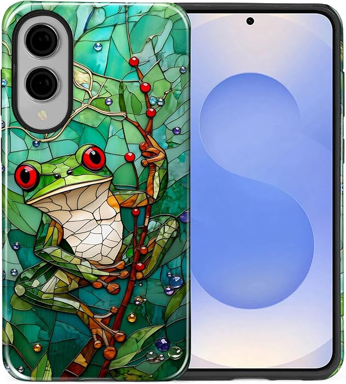 for Samsung Galaxy S25 Edge Case, Frog Stained Glass Pattern Glossy 2 in 1 - Image 2