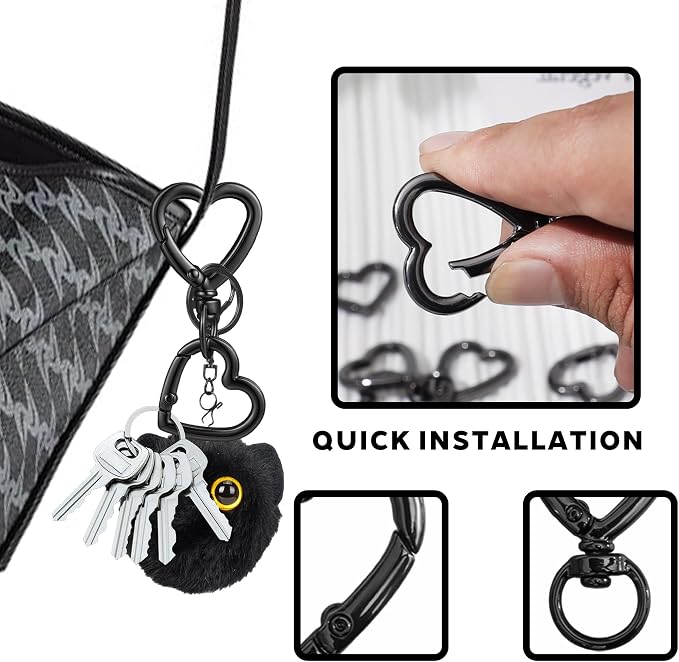 24 Pcs Heart Swivel Spring Clasps，Metal Spring Key Chain Hook Clasps，Clip - Image 2
