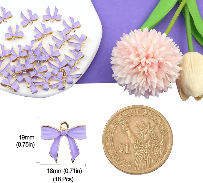 Bow Charms for Bracelet Jewelry Making Cute Bracelet Charms | 18Pcs, Bow Charms - Image 7
