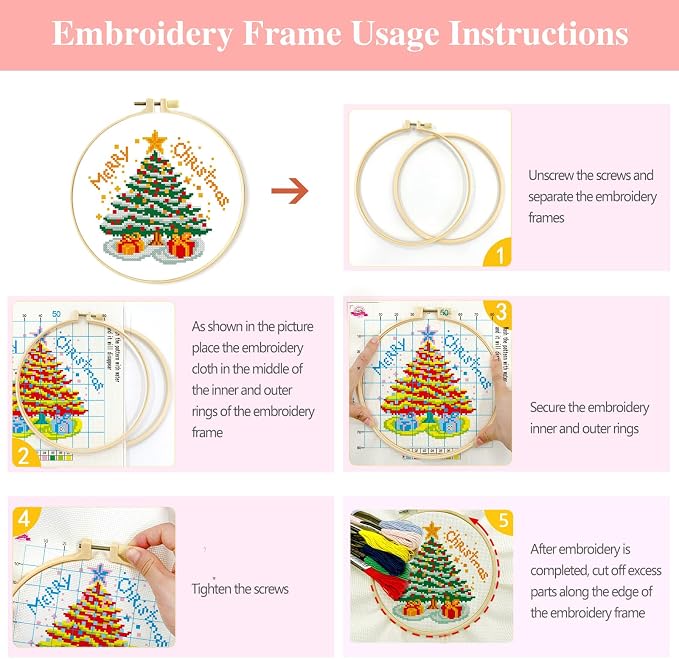 Zhenqing 4 Pack Christmas Stamped Cross Stitch Kit, 11CT Printed Santa Reindeer - Image 6
