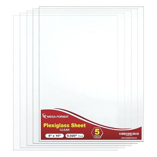 Clear Acrylic Sheets, 0.02 Inch Transparent Thin Plastic Sheets by MEGAFORMAT