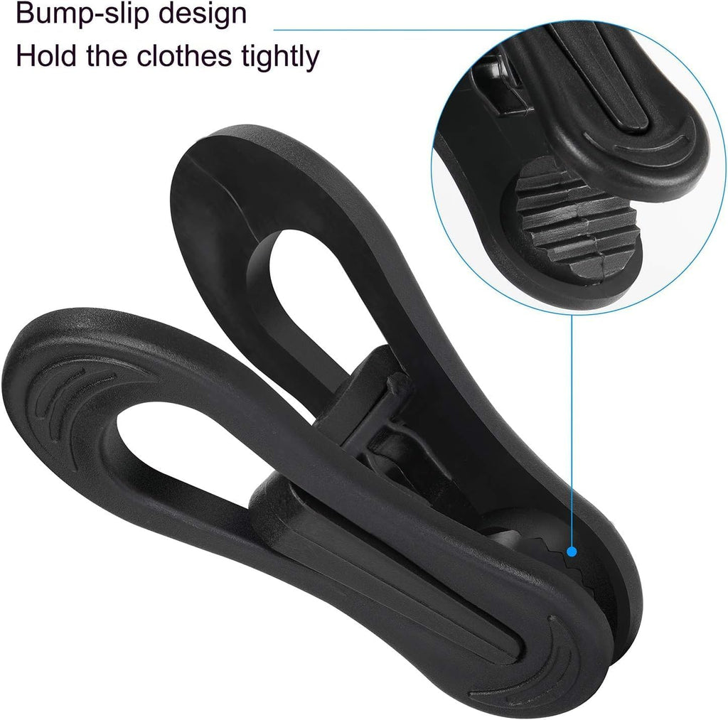 Tinfol 50pc Plastic Coat Hanger Clips, Black Strong Pinch Grip Finger Clips for Skirt Pant Hangers, Multi-Purpose Clothes Hanger Clip for Rounded Hangers