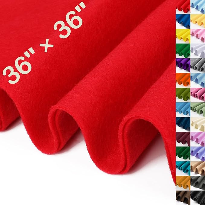 XSEINO Red Large Felt Fabric 36" X 36 ", 1.4 mm Thick Soft Felt Fabric Sheet by XSEINOiscreating%EF%BC%81