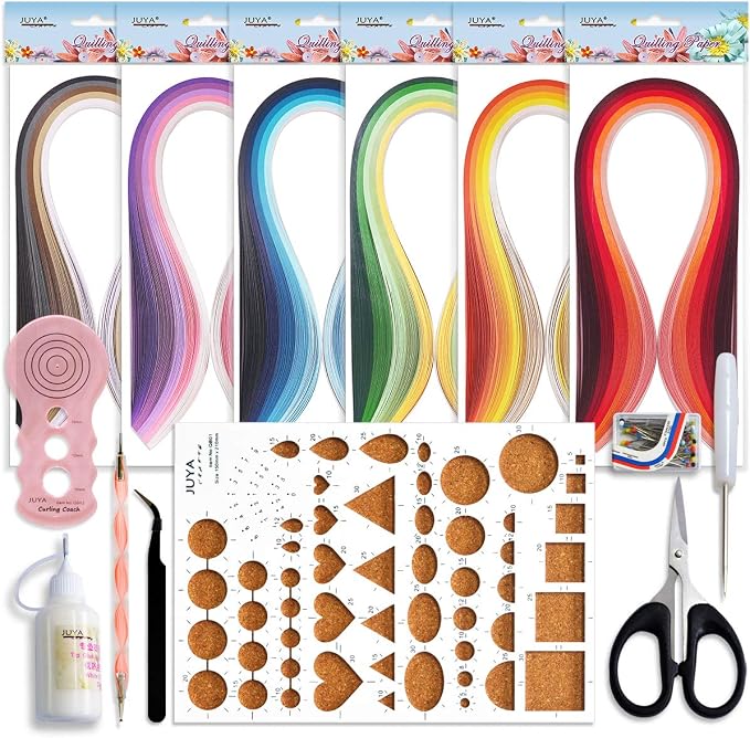 JUYA Paper Quilling Kits with 30 Colors 600 Strips and 8 Tools by JUYACrafts