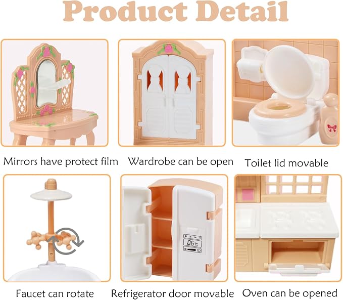 35 Pcs Dollhouse Furniture Accessories Set Mini House Furniture Small Dollhouse - Image 5