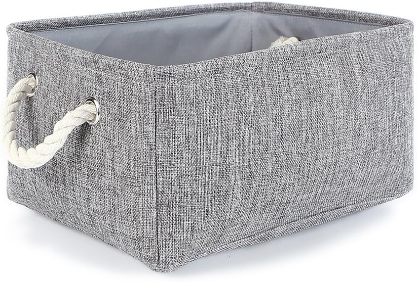 TheWarmHome Storage Bins Basket - Storage Baskets for Organizing Shelves,Home Closet Organizer for Book Shelf Organization,Fabric Storage Cubes,Medium Decorative Grey Basket Gift