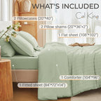 MUXHOMO 7 Pieces California King Comforter Set, Seersucker Bed in a Bag Cal - Image 4