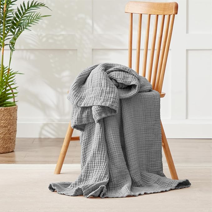 100% Cotton Muslin Blanket 40" x 40", Breathable and Lightweight Cotton Throw - Image 5