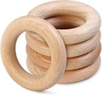 FoDau770 5pcs Natural Beech Wooden Rings, Unfinished Solid Wood Rings Heavy by FoDau770