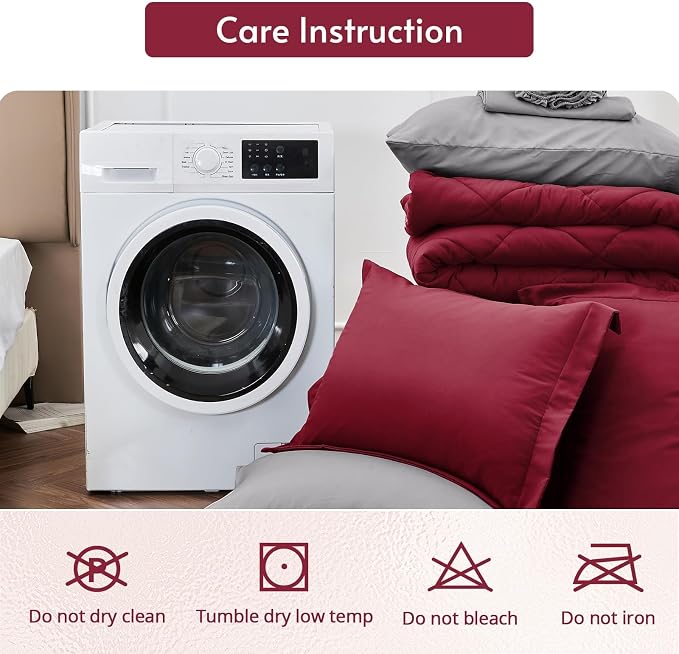 MUXHOMO 7 Pieces King Comforter Set, Reversible Bed in a Bag King Size - Image 9