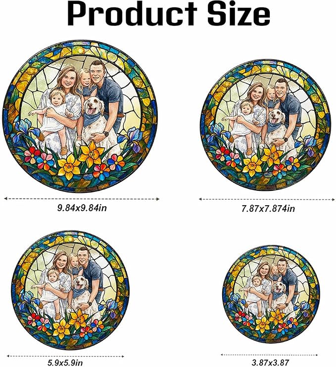 Personalized Family Stained Glass Sun Catcher, Customized Stained Glass Window - Image 7