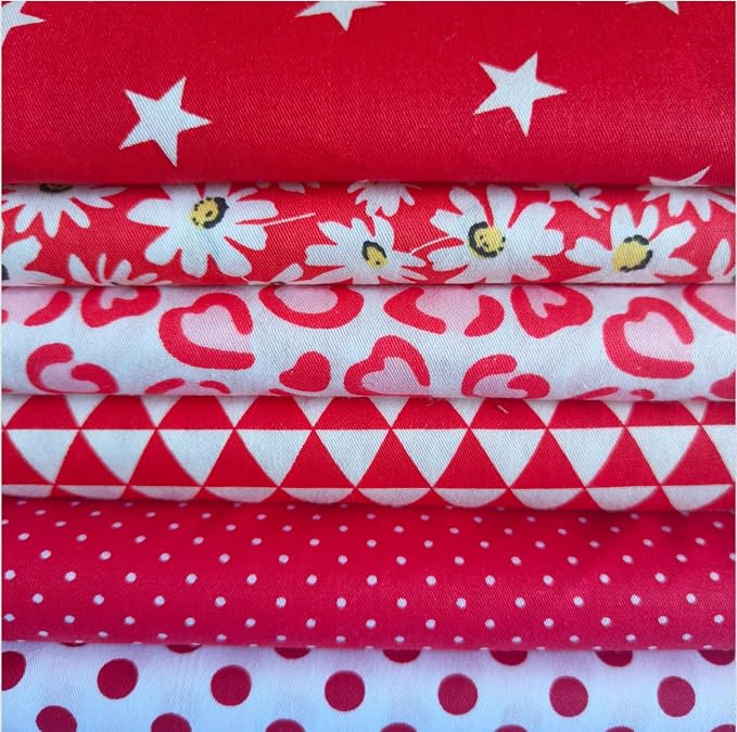6PCS 9.8" x 9.8" Quilting Fat Quarters Fabric Bundles, by Unknown