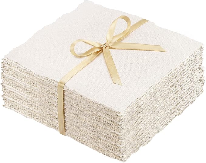 100 Sheets Watercolor Paper 6x8 inch, 300 GSM Deckled Edge Paper Rough/Textured by Prudiut