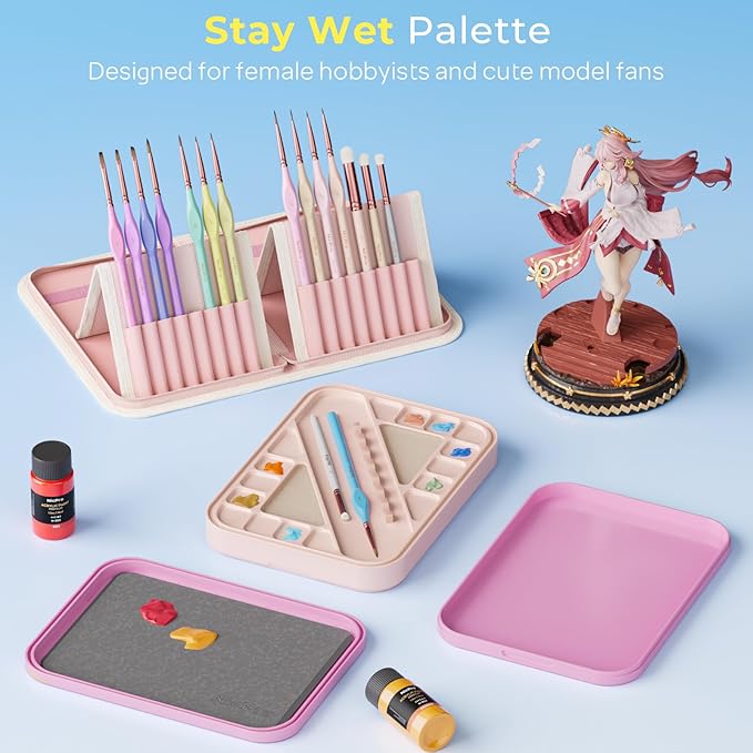 Nicpro Aesthetic Miniature Painting Kit, Stay Wet Palette & 16PCS Detail Paint - Image 7