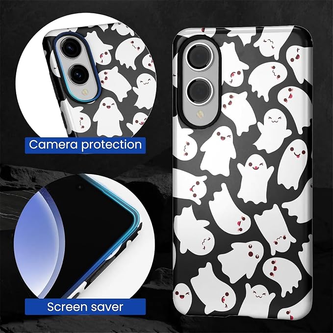 Case for Samsung Galaxy S25 Edge Case, Halloween Ghosts Bats Design Hybrid Dual - Image 2