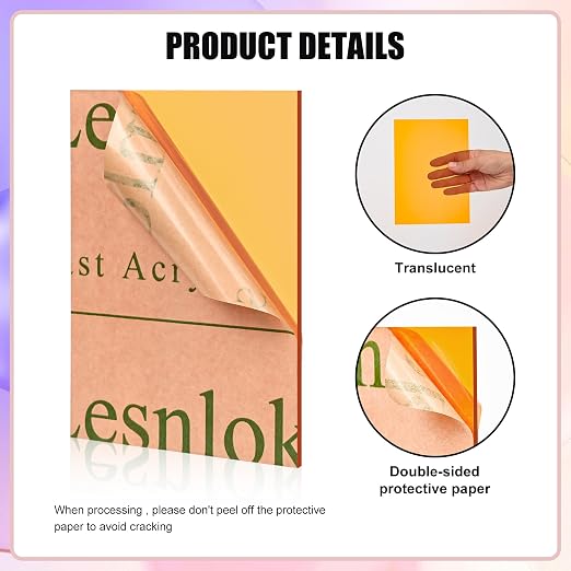 Lesnlok 24 x 36 Orange Acrylic Sheets 1/8 inch Thick 3mm Clear Colored - Image 2