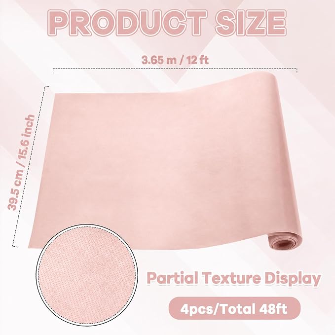 4 Rolls Blush Bulletin Board Paper Roll Non-Woven Bulletin Board Background - Image 2