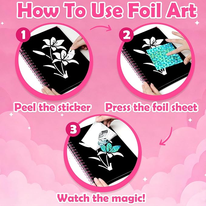 FUNNYB&G Foil Art Craft Kit for Girls 4-10 Years Old: Mess-Free & No-Glue - Image 4