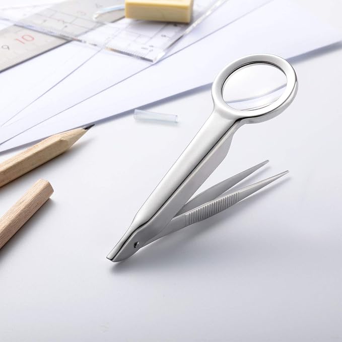 Weewooday 3 Pieces Magnifying Glass Tweezers Splinter Tweezers - Image 7