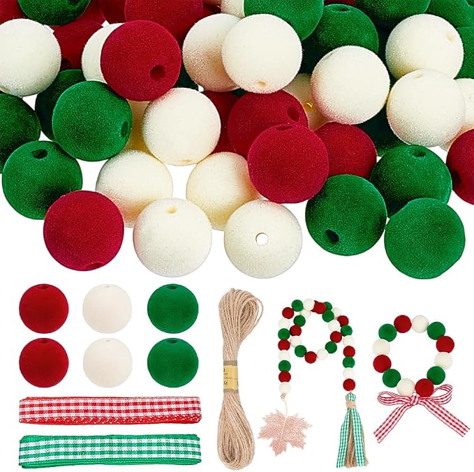 PH Pandahall 60pcs 16mm Velvet Beads Christmas Beads by PHPandaHall