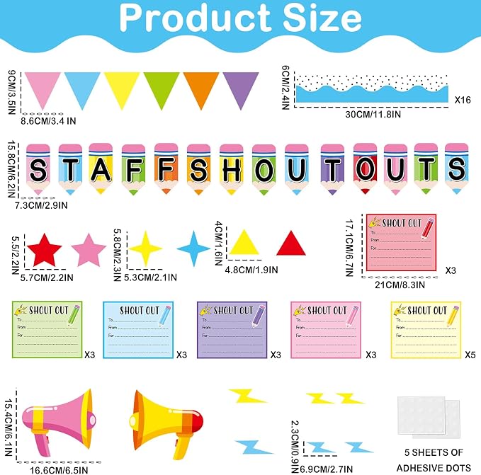 Pencil Theme Staff Shout Outs Bulletin Board Decorations Colorful Back to - Image 2