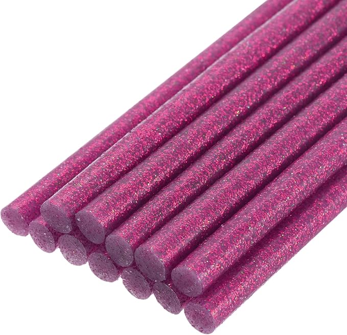 uxcell Mini Hot Glue Sticks for Glue Gun 11mm x 100mm Glitter Rose Red 12pcs by uxcell