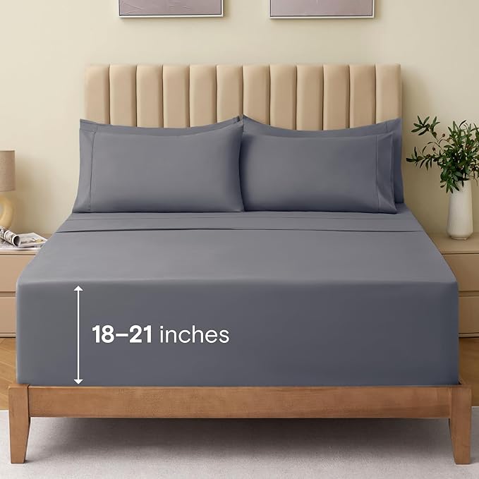 LuxClub 4 PC California King Size Sheet Set Bed Sheets Deep Pockets 18" Wrinkle by LuxClub