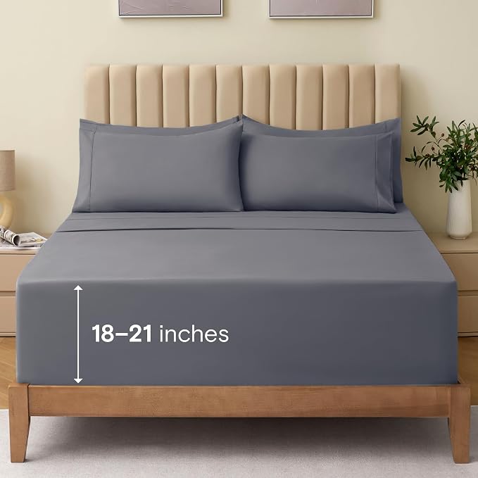 LuxClub 4 PC King Size Sheet Set Bed Sheets Deep Pockets 18" Wrinkle Free by LuxClub