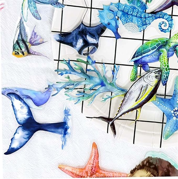 50PCS Marine Animal Stickers PET Transparent Stickers Starfish, Sea Turtles - Image 2