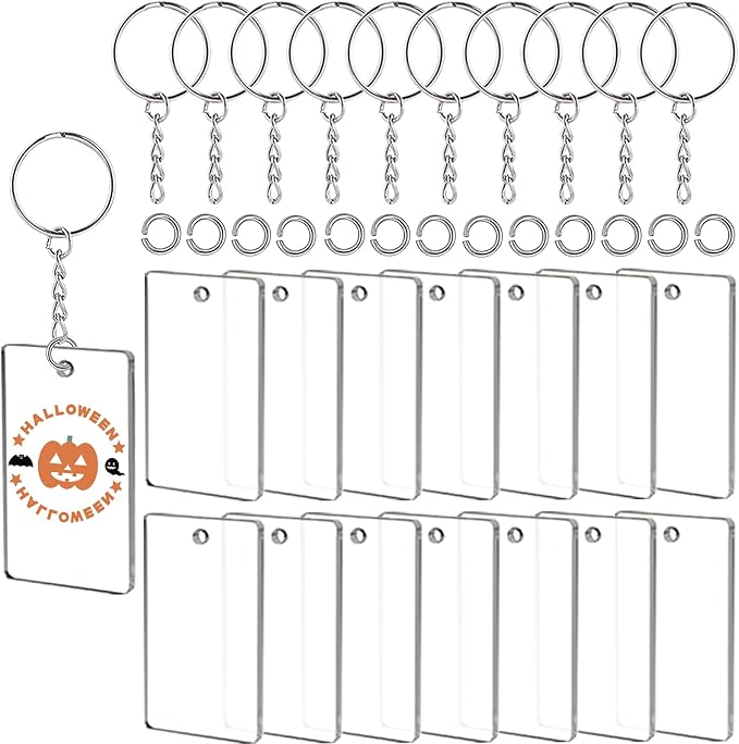 90 Pieces Clear Acrylic Keychain Blanks Rectangle | 2 Inch Plastic Clear by ArtCute