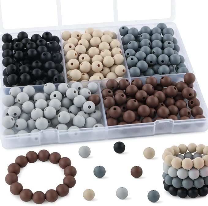 300Pcs Silicone Beads 9mm Mix Color, Bulk Silicone Beads 9mm by Kovict