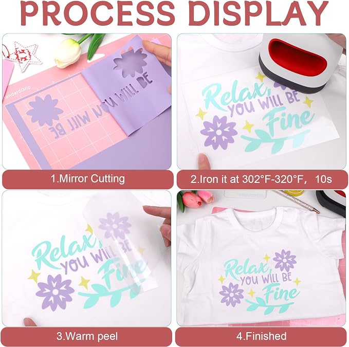 WRAPXPERT Pastel Iron on Vinyl Boho Heat Transfer Vinyl Bundle 12 X 10 in - Image 6